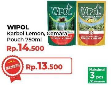 Promo Harga Wipol Karbol Wangi Lemon, Cemara 750 ml - Yogya