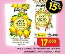 Promo Harga Paquito Hand Soap Lys De France, Strawberry, Lemon, Grape 375 ml - Superindo