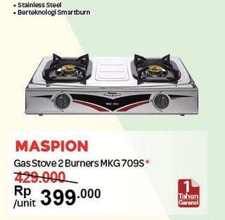 Promo Harga MASPION MKG 709S | Gas Stove with LPG Double Burner  - Carrefour