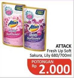 Promo Harga ATTACK Fresh Up Softener Dazzling Lilac, Sakura Blossom 680 ml - Alfamidi