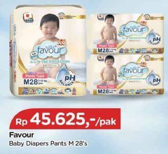 Promo Harga Favour Baby Diapers Premium Pants M28 28 pcs - TIP TOP