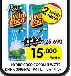 Promo Harga Hydro Coco Minuman Kelapa Original 1000 ml - Superindo