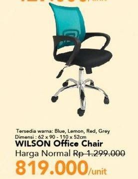 Promo Harga Wilson Office Chair Blue, Grey, Lemon  - Carrefour