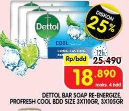 Promo Harga Dettol Bar Soap Reenergize, Cool 105 gr - Superindo