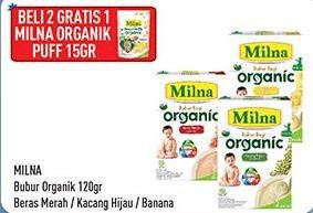 Promo Harga MILNA Bubur Bayi Organic Pisang, Beras Merah, Kacang Hijau 120 gr - Hypermart