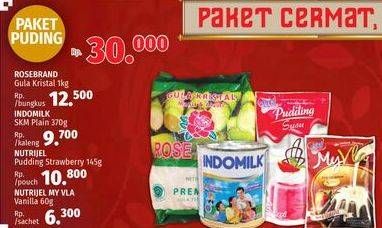 Promo Harga Paket Pudding (Rose Brand gula kristal + Indomilk SKM Plain + Nutrijel Pudding Strawberry + Nutrijel My Vla)  - LotteMart