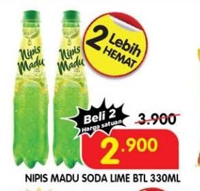 Promo Harga Nipis Madu Lime Soda 330 ml - Superindo