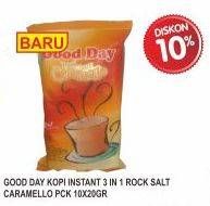 Promo Harga Good Day Instant Coffee 3 in 1 Rock Salt Caramello 10 pcs - Superindo