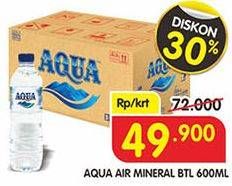 Promo Harga AQUA Air Mineral 600 ml - Superindo