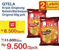 Promo Harga QTELA Keripik Singkong Balado, Barbeque, Original per 2 pouch 60 gr - Indomaret