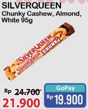 Promo Harga Silver Queen Chunky Bar Cashew, Almonds, White 95 gr - Alfamart