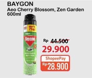 Promo Harga BAYGON Insektisida Spray Cherry Blossom, Zen Garden 600 ml - Alfamart