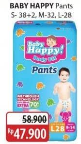 Promo Harga Baby Happy Body Fit Pants S38+2, M32, L28 28 pcs - Alfamidi