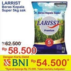 Promo Harga Larisst Beras Kepala Super 5 kg - Indomaret