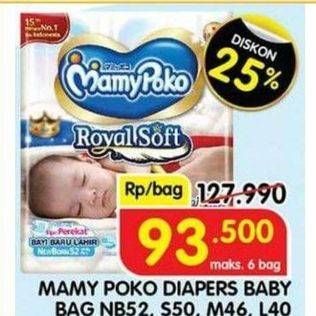 Promo Harga Mamy Poko Perekat Royal Soft NB52 52 pcs - Indomaret