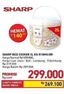 Promo Harga SHARP KS-R18MS | Rice Cooker 1.8ltr  - Carrefour