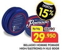 Promo Harga BELLAGIO HOMME Pomade High Shine & Strong Hold 80 gr - Superindo