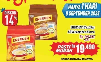 Promo Harga Energen Cereal Instant Kecuali Kurma per 10 sachet 30 gr - Hypermart