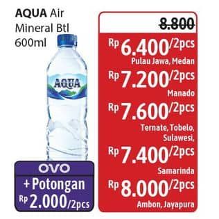Promo Harga Aqua Air Mineral 600 ml - Alfamidi