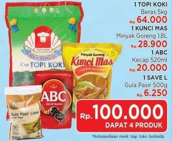 Promo Harga TOPI KOKI + KUNCI MAS + ABC Kecap + SAVE L Gula Pasir  - LotteMart