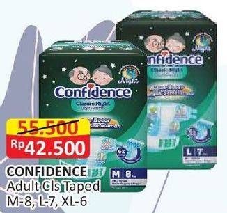 Promo Harga Confidence Adult Diapers Classic Night M8, L7, XL6 6 pcs - Alfamart