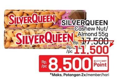 Promo Harga Silver Queen Chocolate Cashew, Almonds 58 gr - LotteMart