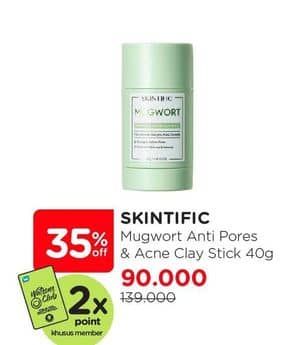 Promo Harga Skintific Mugwort Anti Pores & Acne Clay Stick 40 gr - Watsons