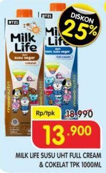 Promo Harga Milk Life Fresh Milk Cokelat, Murni 1000 ml - Superindo