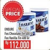 Promo Harga ENSURE Nutrition Powder FOS Cokelat, Vanila 400 gr - Hypermart