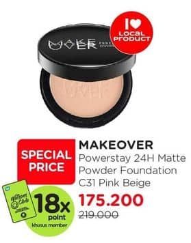 Promo Harga Make Over Powerstay Matte Powder Foundation 24H Airbrushed Smooth Cover C31 Pink Beige 10 gr - Watsons