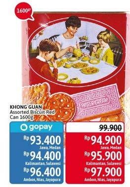 Promo Harga KHONG GUAN Assorted Biscuit Red Persegi 1600 gr - Alfamidi