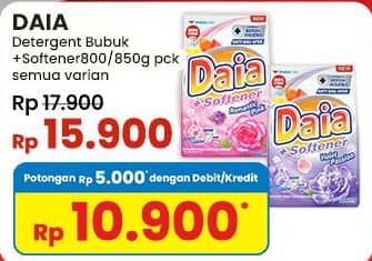 Promo Harga Daia Deterjen Bubuk + Softener Pink, + Softener Violet 850 gr - Indomaret