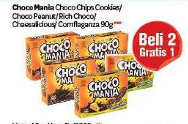 Promo Harga CHOCO MANIA Choco Chip Cookies Original, Choco Peanut, Rich Choco, Cheesalicious, Cornflaganza 90 gr - Carrefour