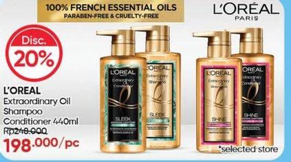 Promo Harga LOREAL Extraordinary Oil Shampoo/Conditioner 440ml  - Guardian