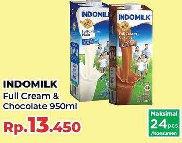 Promo Harga INDOMILK Susu UHT Full Cream Plain, Cokelat 950 ml - Yogya