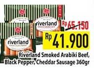 Promo Harga Riverland Sausage Smoked Arabiki Beef, Smoky Black Pepper, Smoked Cheddar 360 gr - Hypermart