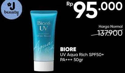 Promo Harga BIORE UV Aqua Rich Watery Essence SPF 50 50 gr - Guardian