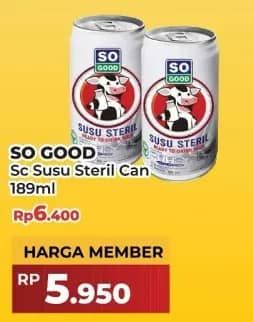 Promo Harga So Good Susu Steril 189 ml - Yogya