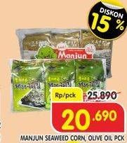 Promo Harga MANJUN Seaweed Olive Oil, Corn Oil Laver per 3 pcs 4 gr - Superindo