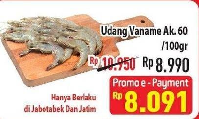 Promo Harga Udang Vanamae AK60-70 per 100 gr - Hypermart