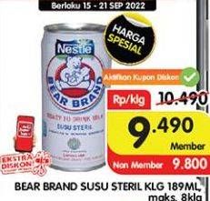 Promo Harga Bear Brand Susu Steril 189 ml - Superindo