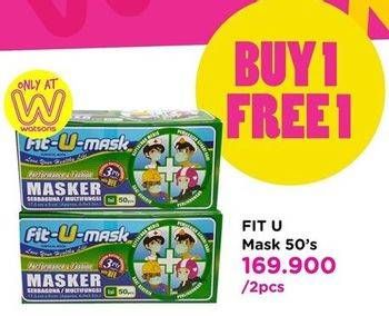 Promo Harga FIT-U-MASK Masker per 2 box 50 pcs - Watsons