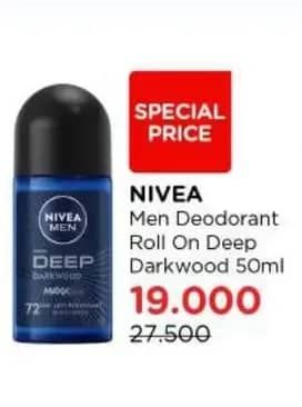 Promo Harga Nivea Men Deo Roll On Deep 50 ml - Watsons