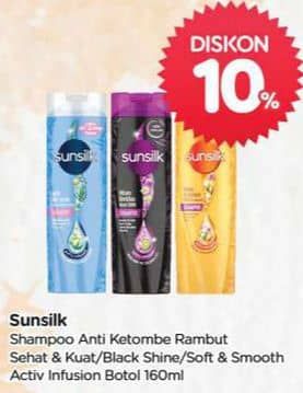 Promo Harga Sunsilk Shampoo Anti Ketombe Activ-Infusion, Thick Long, Black Shine, Soft Smooth 160 ml - TIP TOP