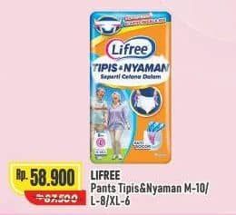 Promo Harga Lifree Popok Celana Tipis & Nyaman Bergerak M10, L8, XL6 6 pcs - Alfamart