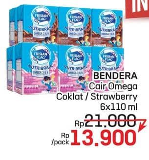 Promo Harga Frisian Flag Susu Cair UHT Nutribrain Cokelat, Strawberry per 6 tpk 115 ml - LotteMart