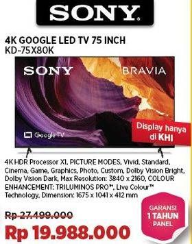 Promo Harga Sony KD-75X80K Google LRD TV 75 Inch  - COURTS
