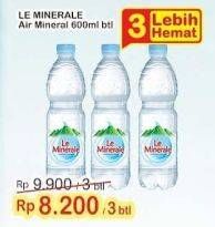 Promo Harga LE MINERALE Air Mineral per 3 botol 600 ml - Indomaret