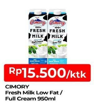 Promo Harga CIMORY Fresh Milk Low Fat, Full Cream 950 ml - TIP TOP