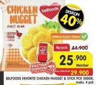 Promo Harga BELFOODS Nugget Chicken Nugget Stick, Chicken Favorite 500 gr - Superindo